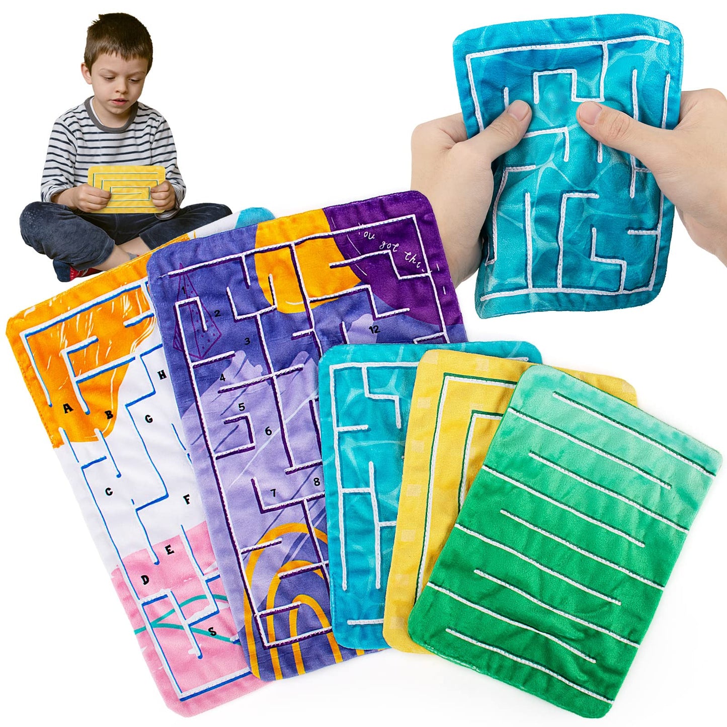 Inbeby 5 Pcs Marble Maze Mat — Sensory Fidget Toys, 2 Sizes, Soft Quiet, Calming for Kids & Adults