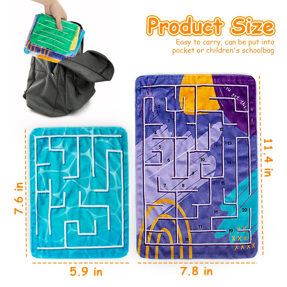 Inbeby 5 Pcs Marble Maze Mat — Sensory Fidget Toys, 2 Sizes, Soft Quiet, Calming for Kids & Adults