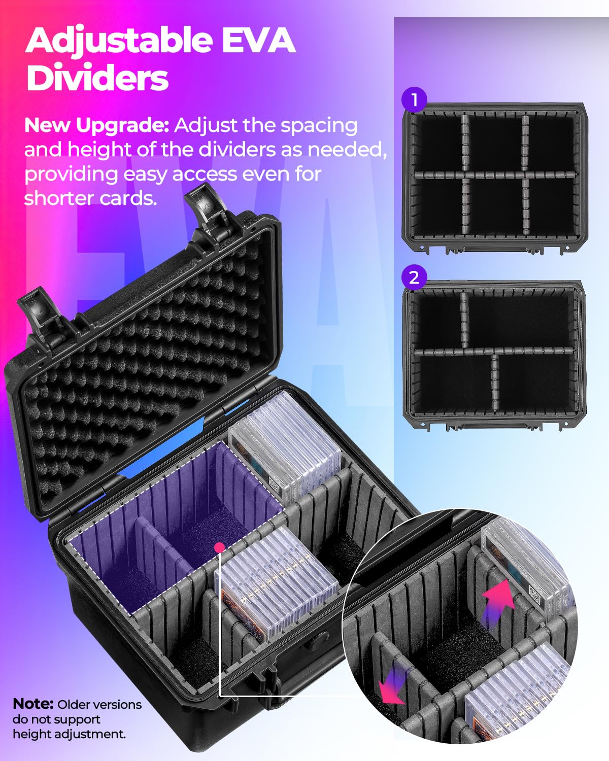 INCHOICASES Card Case – Waterproof Hard Carrying Case for 250+ Graded or Standard Trading Cards