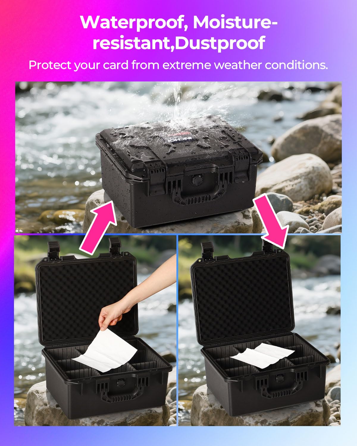 INCHOICASES Sports Card Case — Waterproof, 9 Dividers, Holds 80 PSA Cards