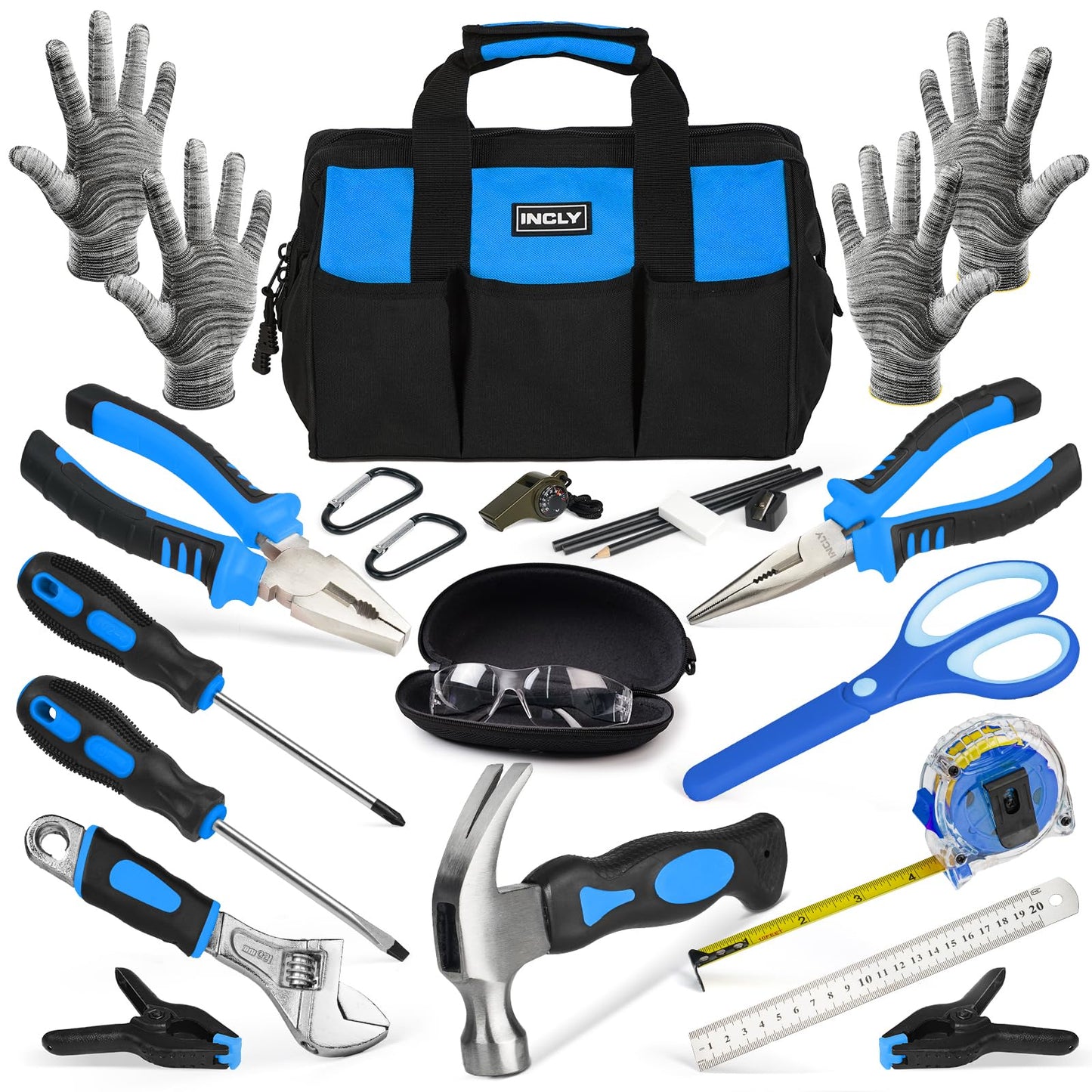 INCLY 24-Pcs Kids Real Tool Set with Tool Bag – Real-World DIY for Kids