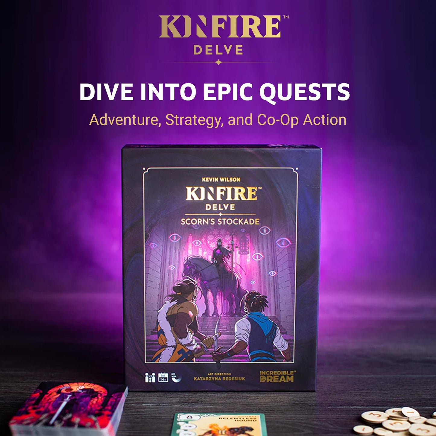 Kinfire Delve: Scorn’s Stockade – Solo or 2-Player Tactical Card & Dice Game | Incredible Dream