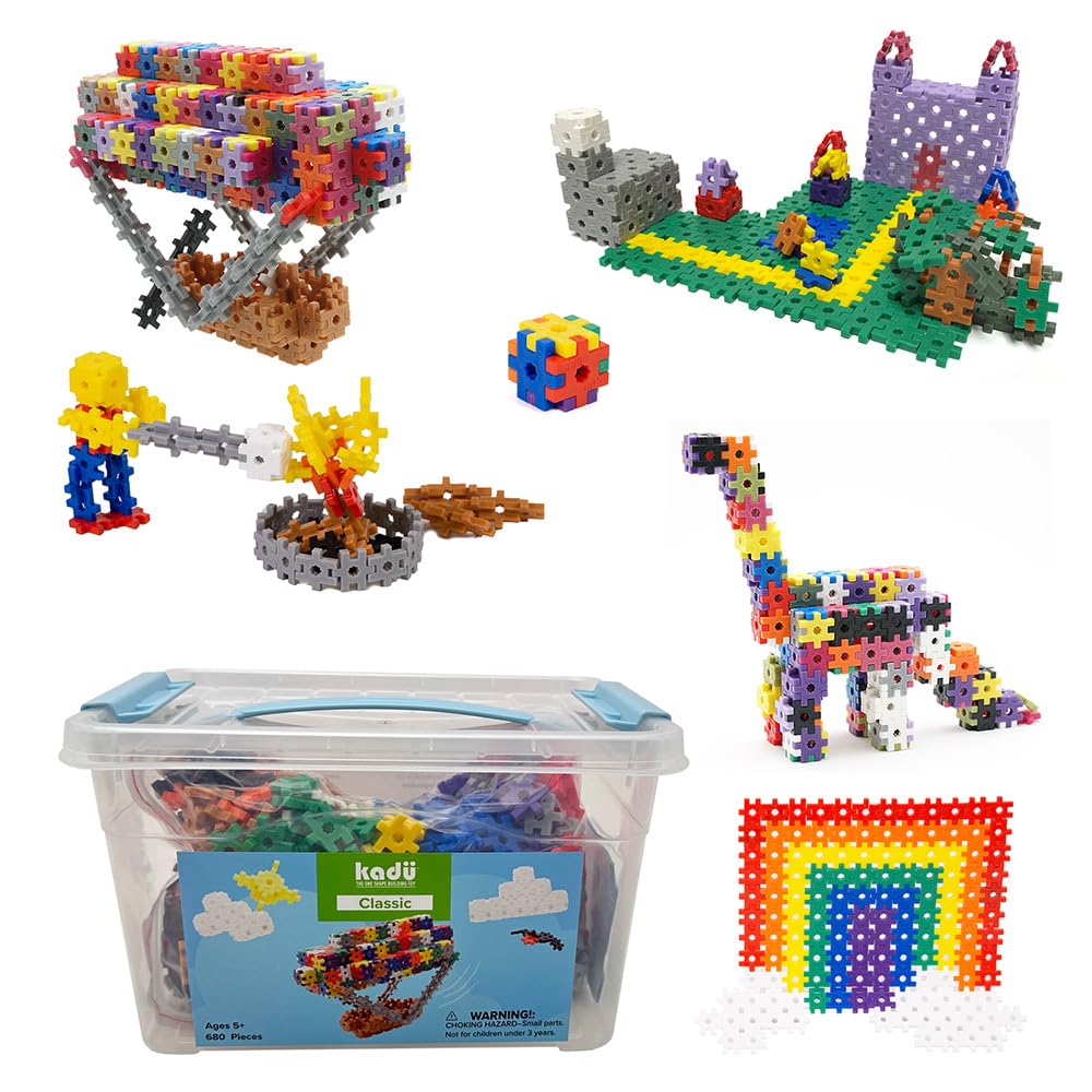 KADU 680pc Rainbow Classic Set – Open-Ended STEM/STEAM Building Toys for Ages 5+