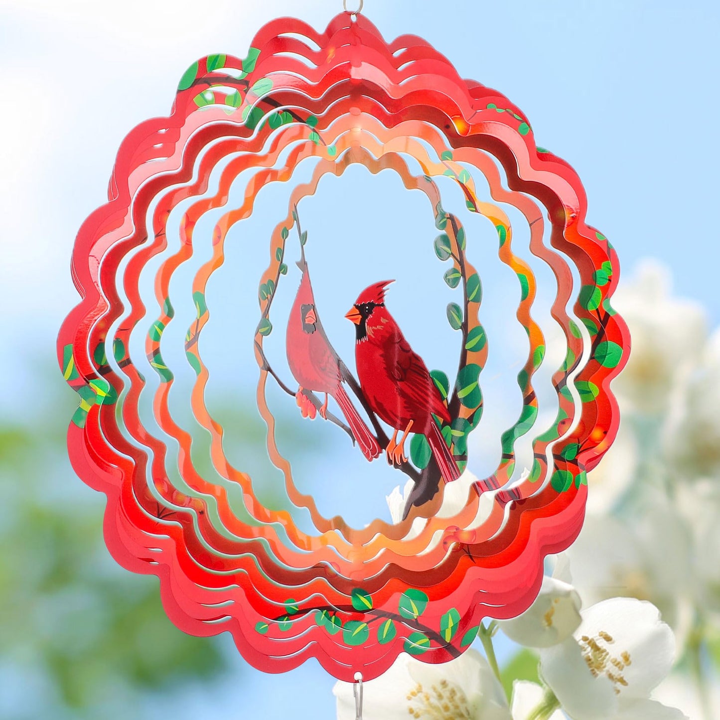 INCROYDAY Cardinal 12-Inch 3D Stainless Wind Spinner – Outdoor Garden Decor