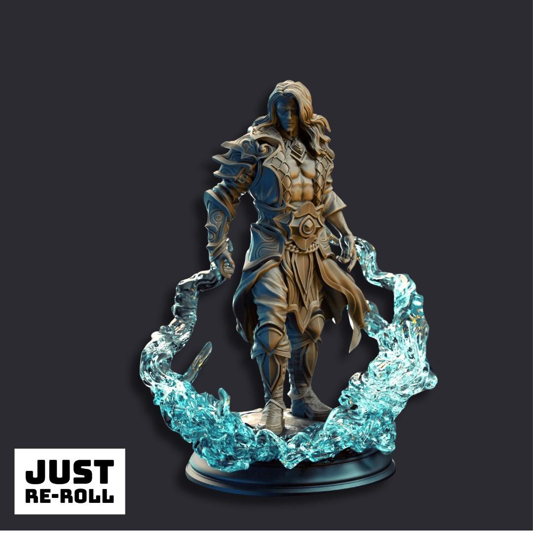 Indelian Katarin Ocean Soul Sorcerer - 3D Printed Sorcerer Character Miniature