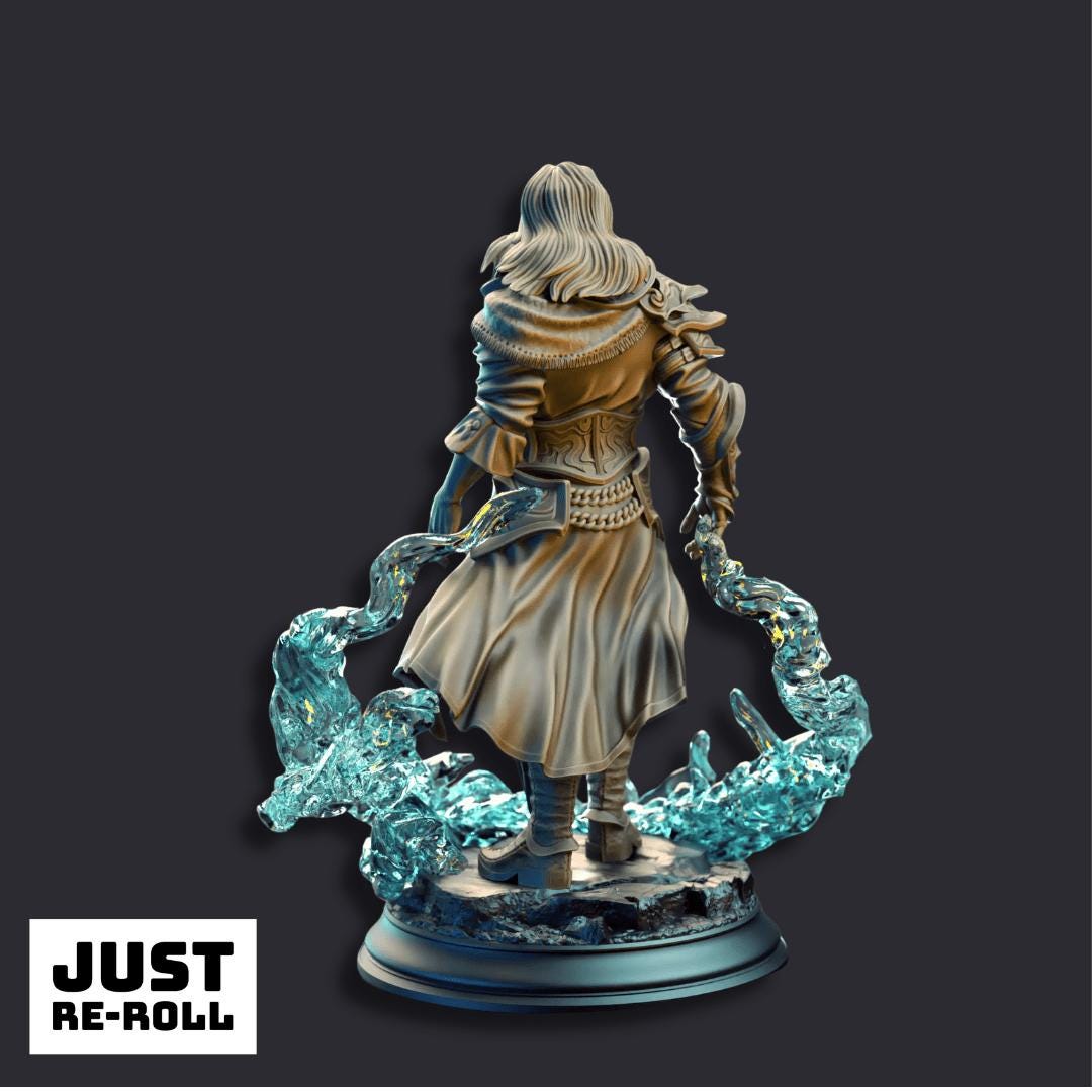 Indelian Katarin Ocean Soul Sorcerer - 3D Printed Sorcerer Character Miniature