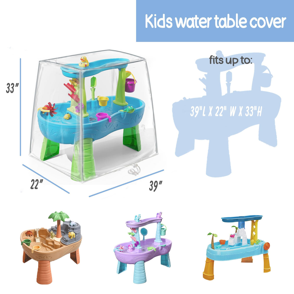 IndigoTempest9 Kids Water Table Cover – Transparent PVC, Fits Step2 Rain Showers Splash Pond (Cover Only)