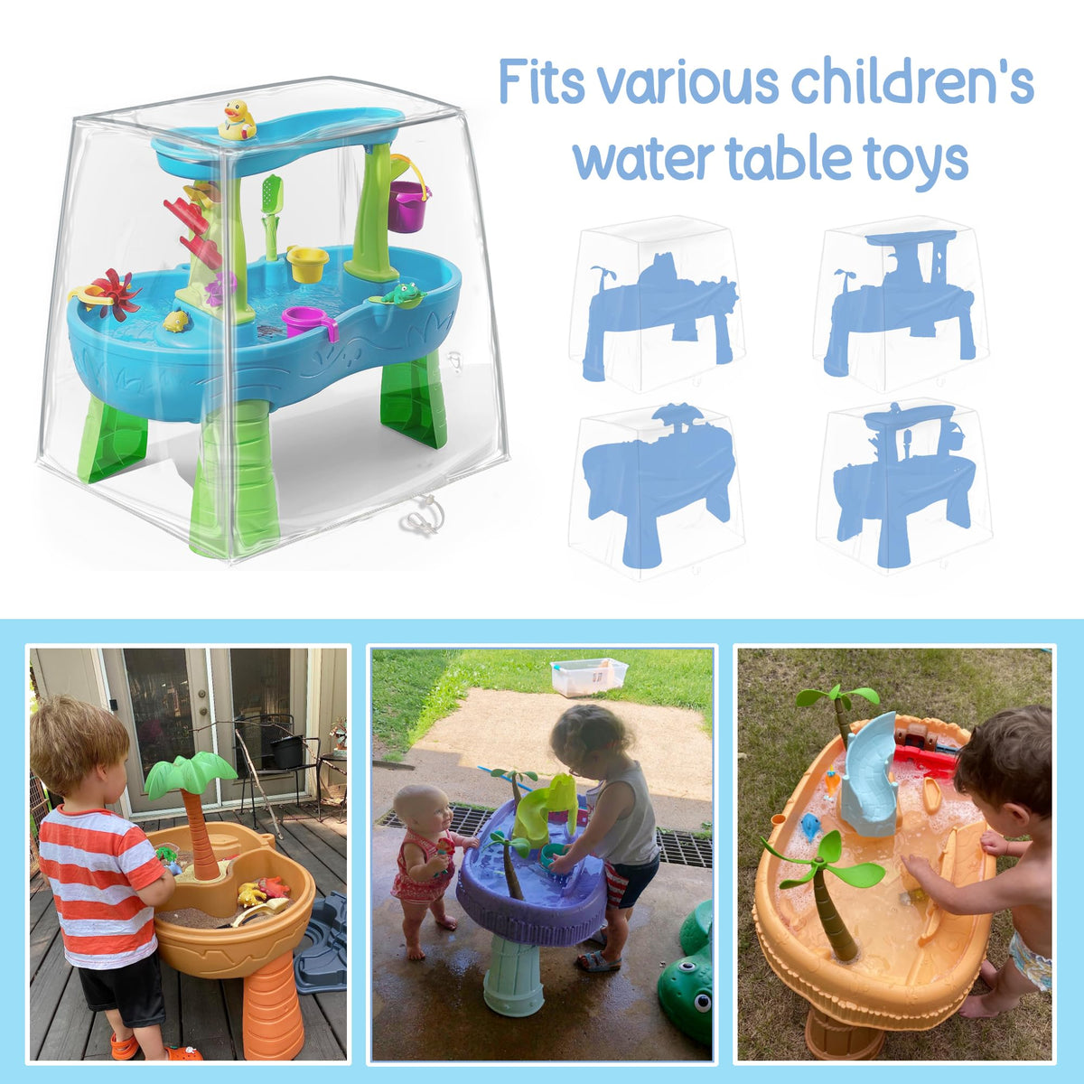 IndigoTempest9 Kids Water Table Cover – Transparent PVC, Fits Step2 Rain Showers Splash Pond (Cover Only)