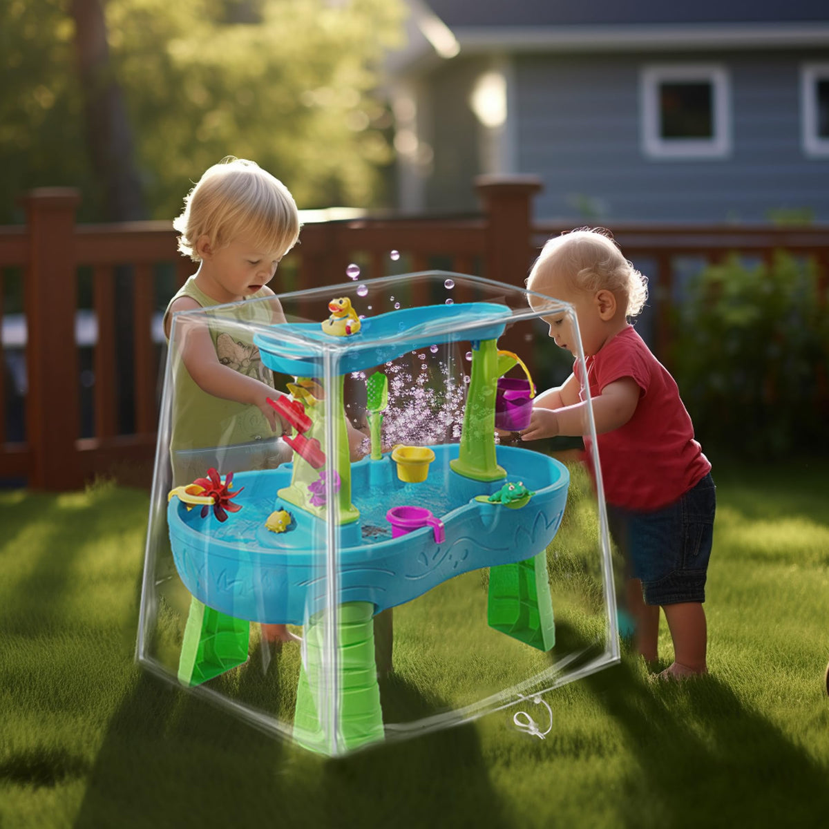 IndigoTempest9 Kids Water Table Cover – Transparent PVC, Fits Step2 Rain Showers Splash Pond (Cover Only)