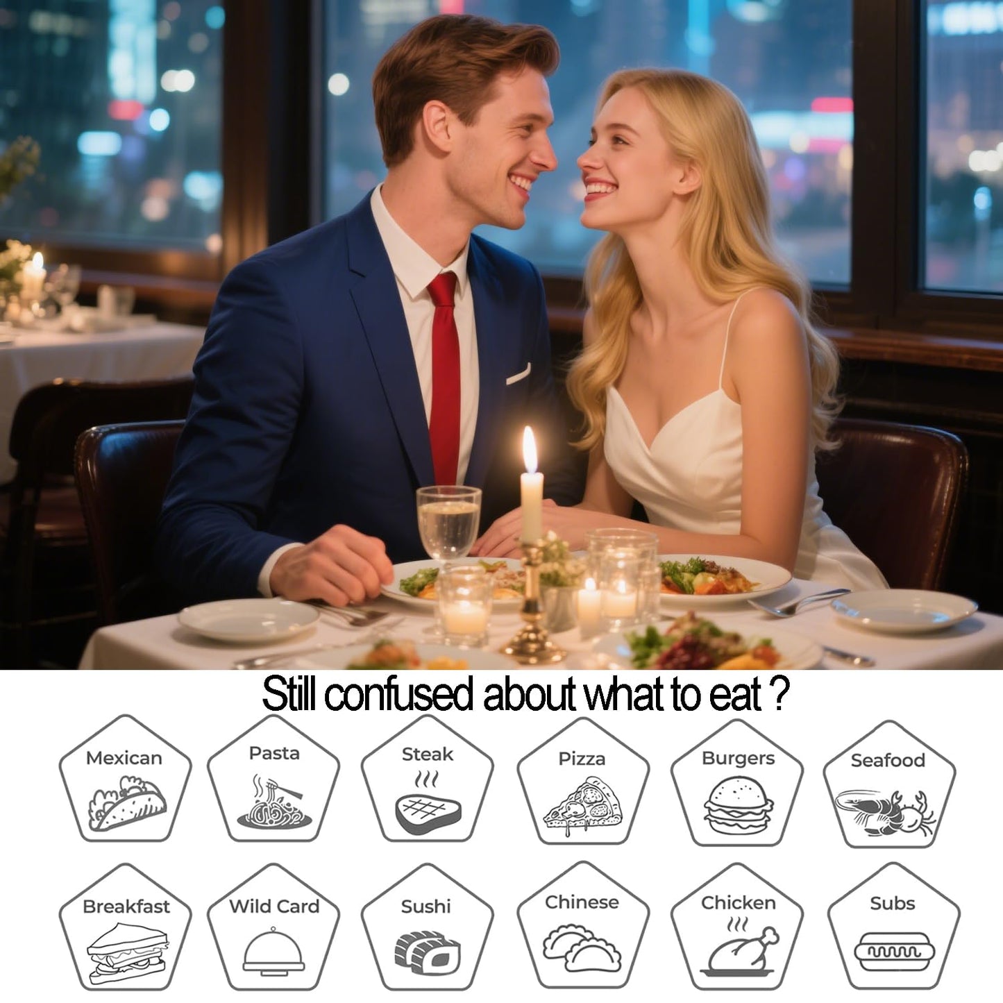 Infanote Valentines Food Decision Dice for Date Night – Romantic Wooden Dinner Decider