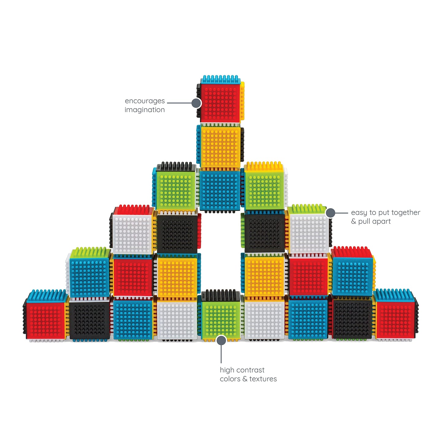 Infantino Press & Stay Sensory Blocks – 24-Piece Multicolor Set for Babies 12m+