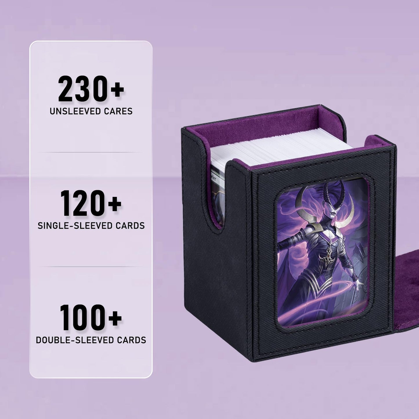 Infinity Guard MTG Card Deck Box – Commander Display, 100+ Double-Sleeved Cards, Magnetic Closure (Black & Purple)