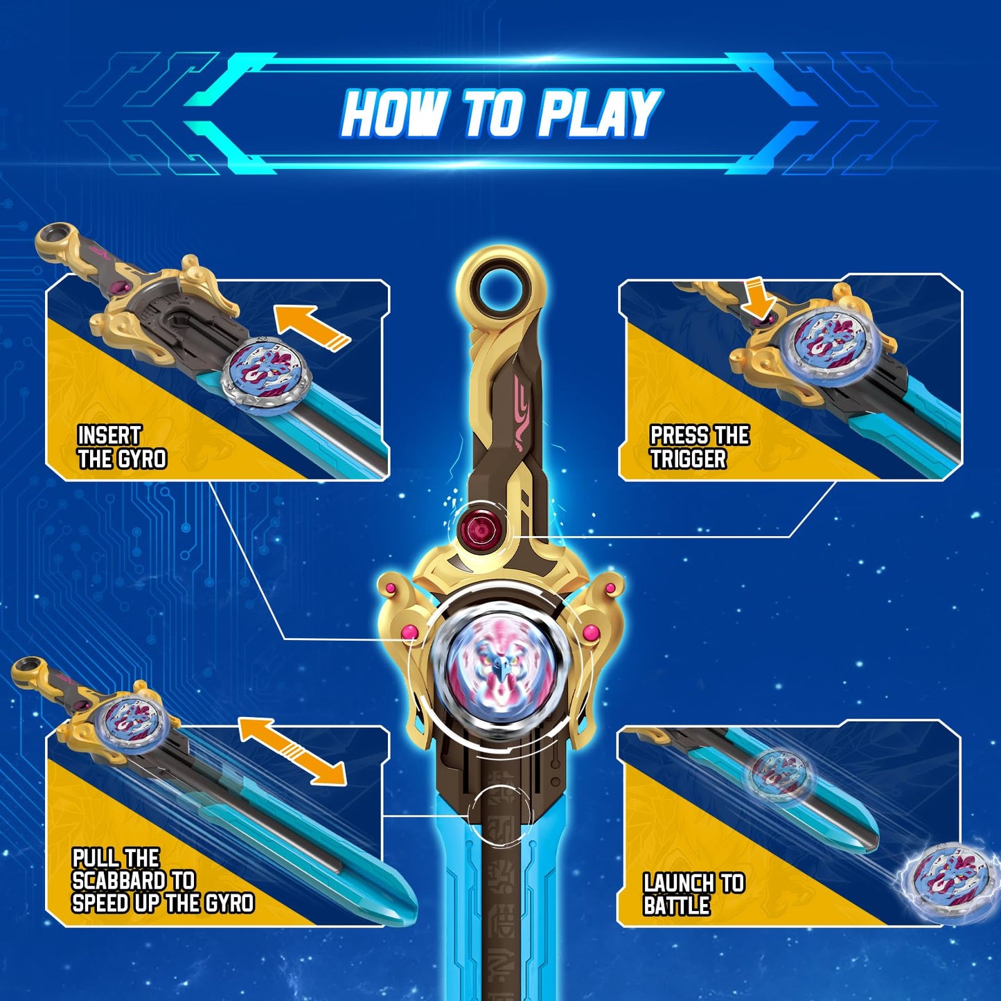 Infinity Nado Battle Set: Spinning Tops & Sword Launcher with Gold Warrior Phoenix (Ages 5–12)