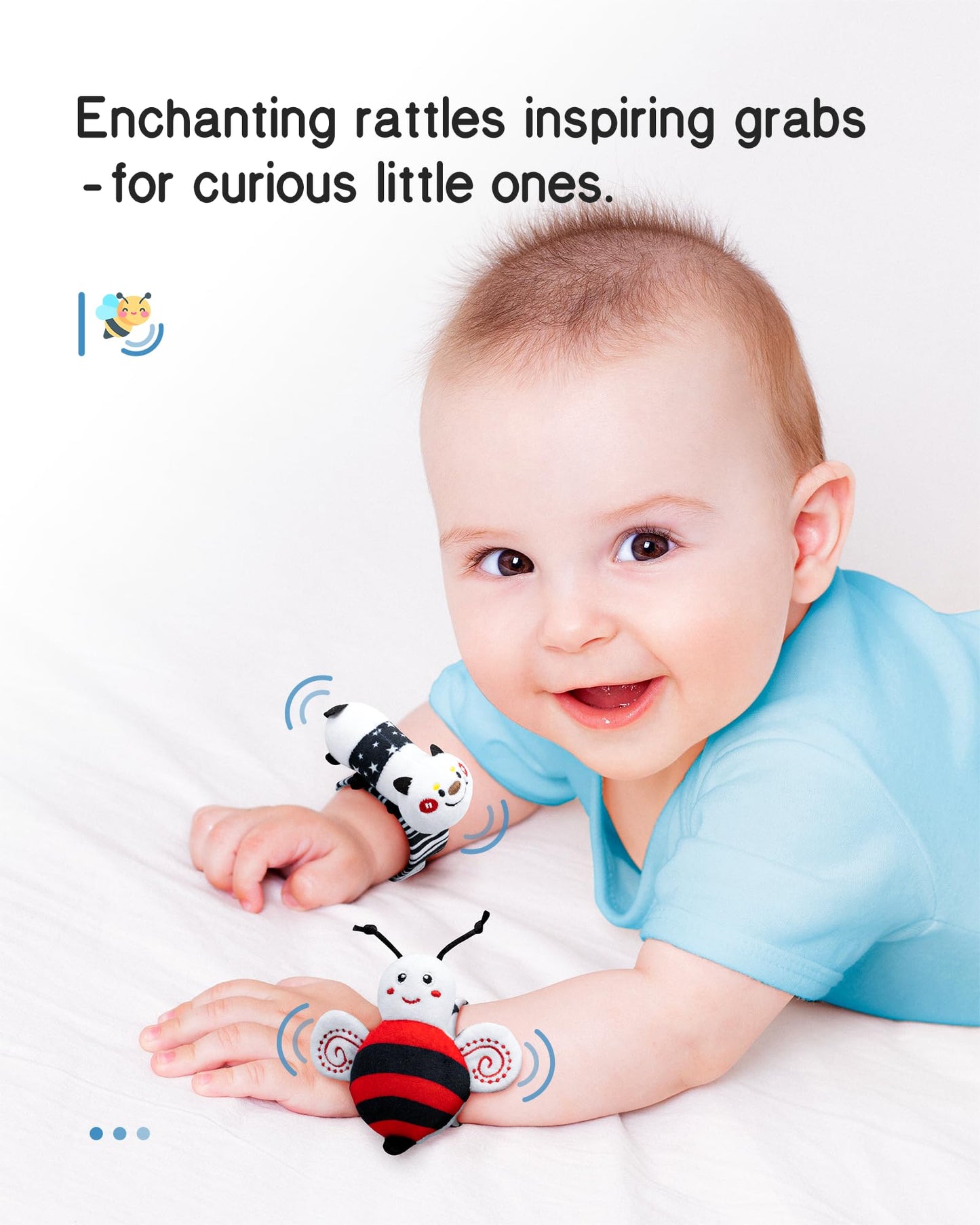 Infinno High-Contrast Baby Rattle Socks & Wrist Rattle Set – 0-12 Months