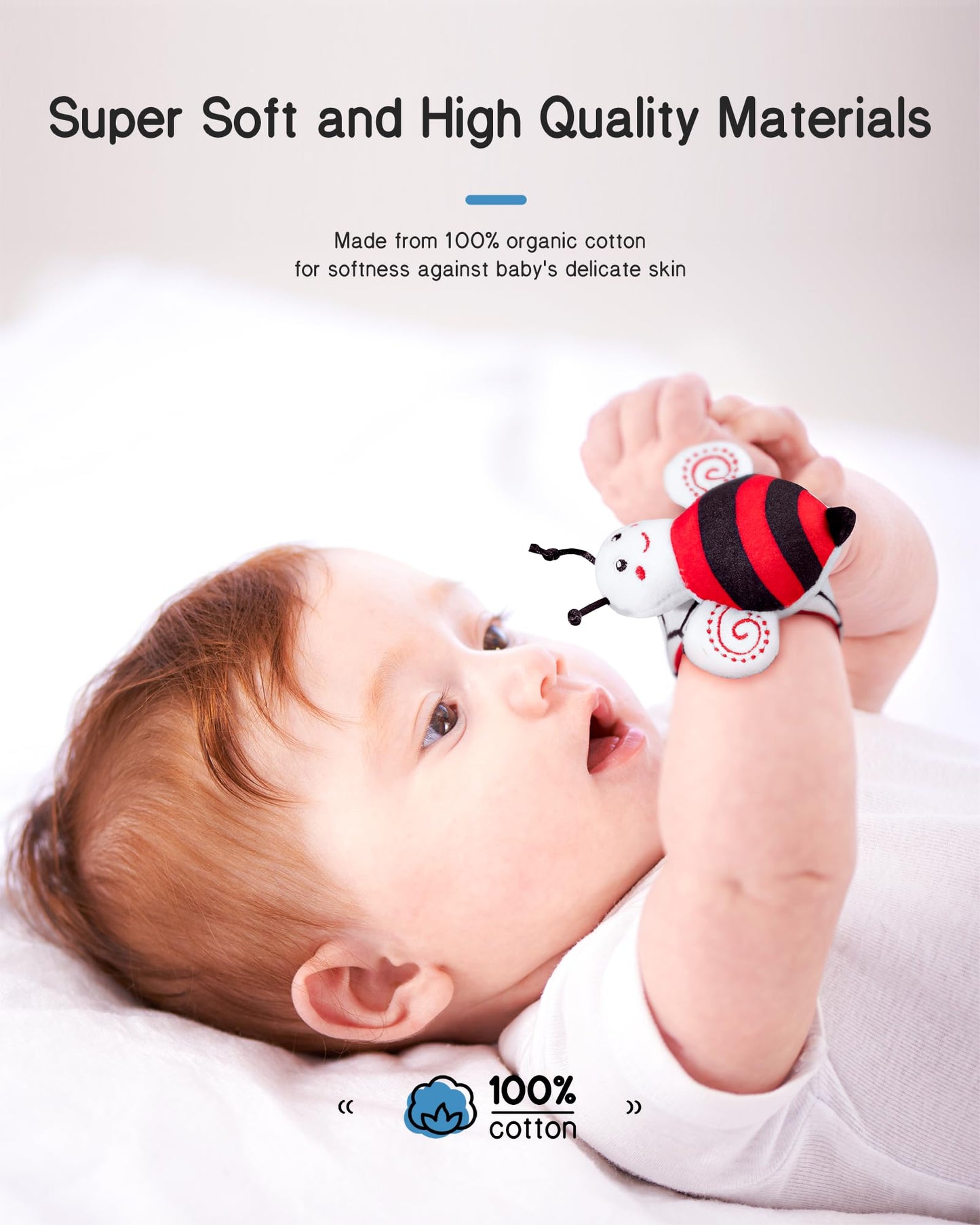 Infinno High-Contrast Baby Rattle Socks & Wrist Rattle Set – 0-12 Months