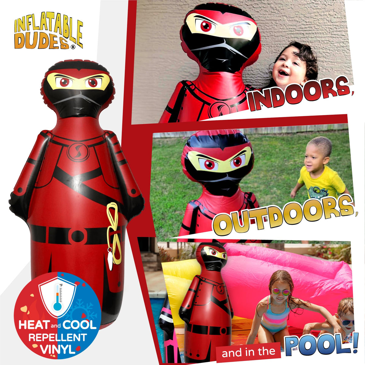 Inflatable Dudes Ninja Toy 47 Inches – Kids Punching Bag with Sand Base