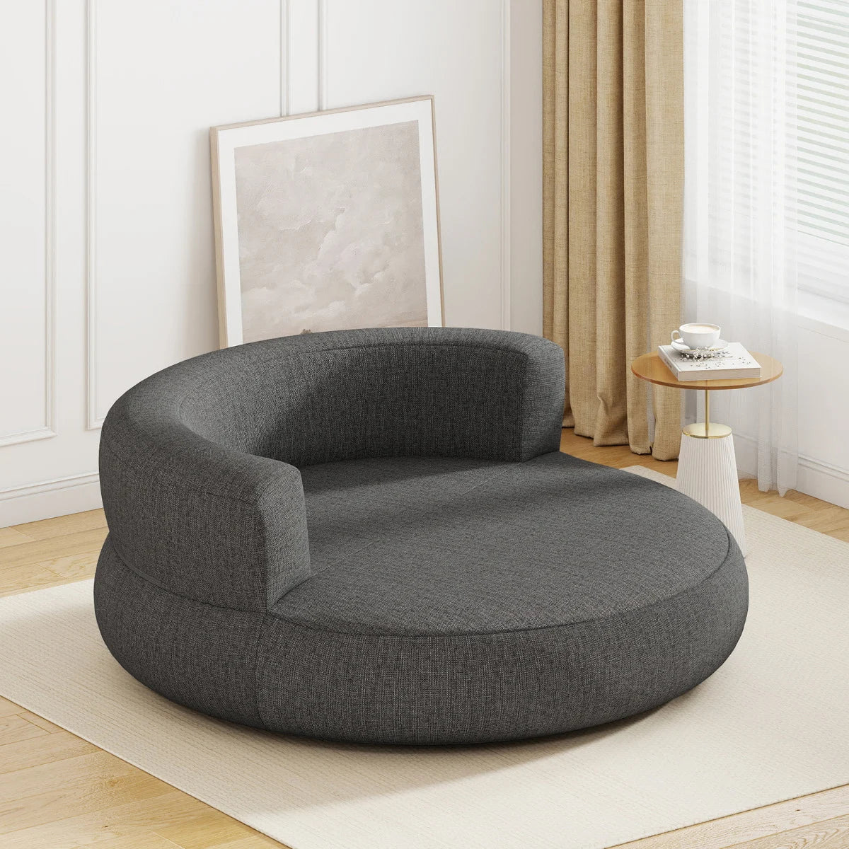 Inflatable Couch Inflatable Lounger Air Sofa with Detachable Cover-Grey