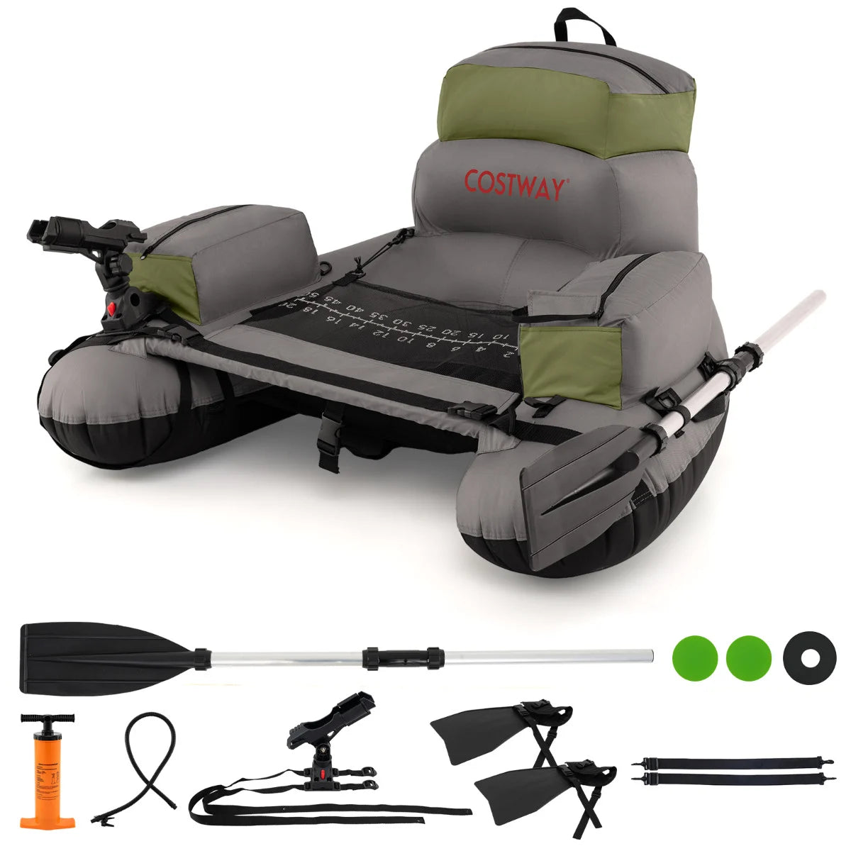 Inflatable Fishing Float Tube Portable Fishing Boat with Shoulder Straps-Colourful