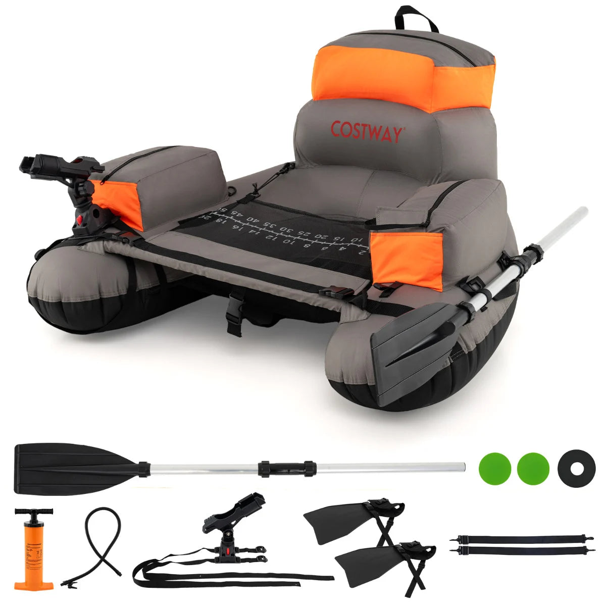 Inflatable Fishing Float Tube Portable Fishing Boat with Shoulder Straps-Colourful