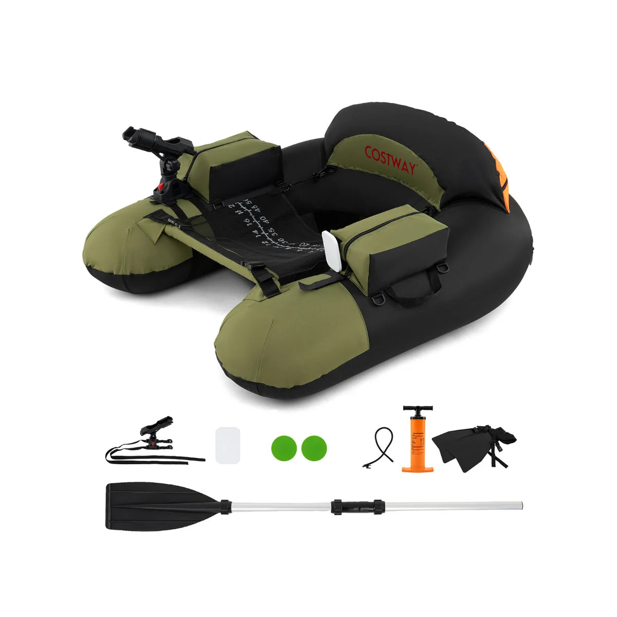 Inflatable Float Tube Fishing River Float with Adjustable Fishing Rod Holder-Colourful
