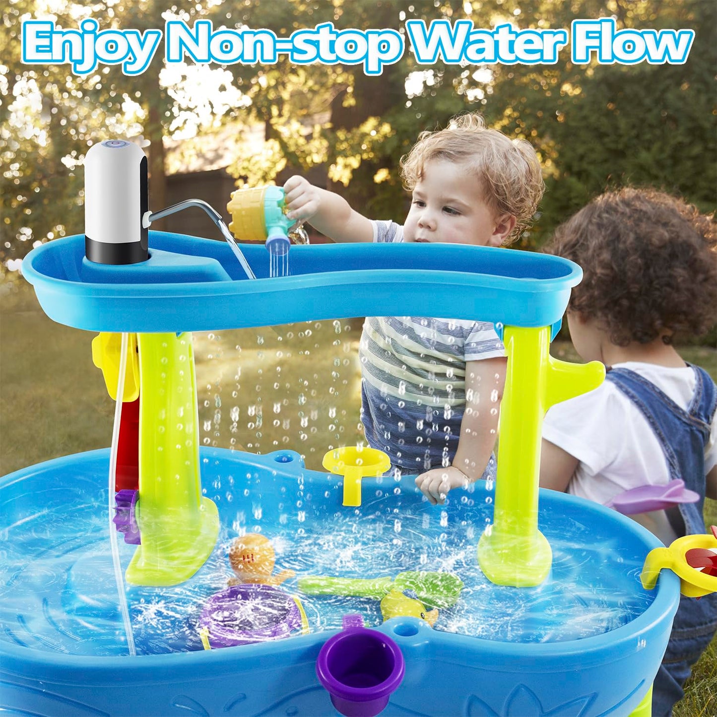Infowush Water Table Pump – 3 Hours of Non-Stop Outdoor Water Play (Battery-Powered)