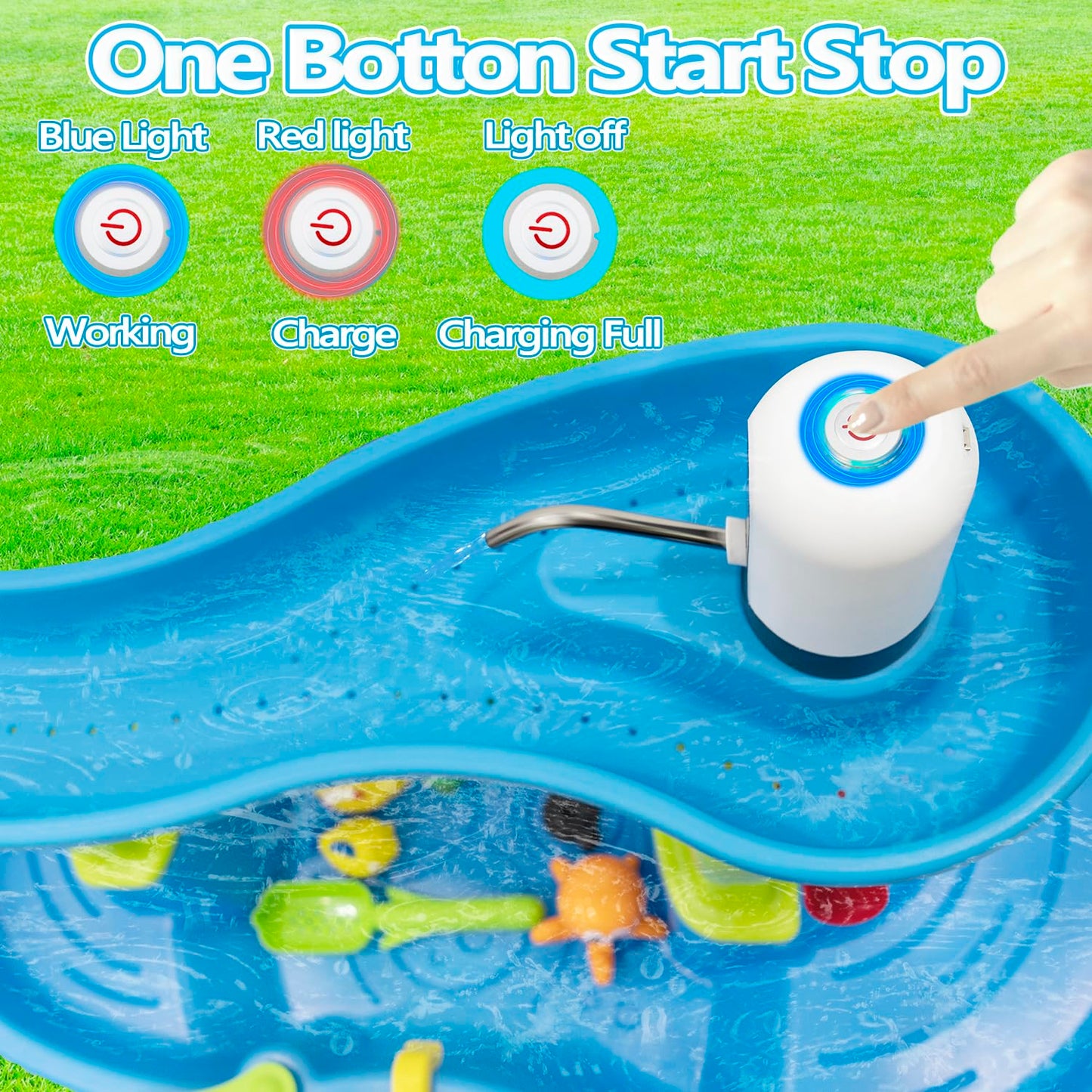 Infowush Water Table Pump – 3 Hours of Non-Stop Outdoor Water Play (Battery-Powered)