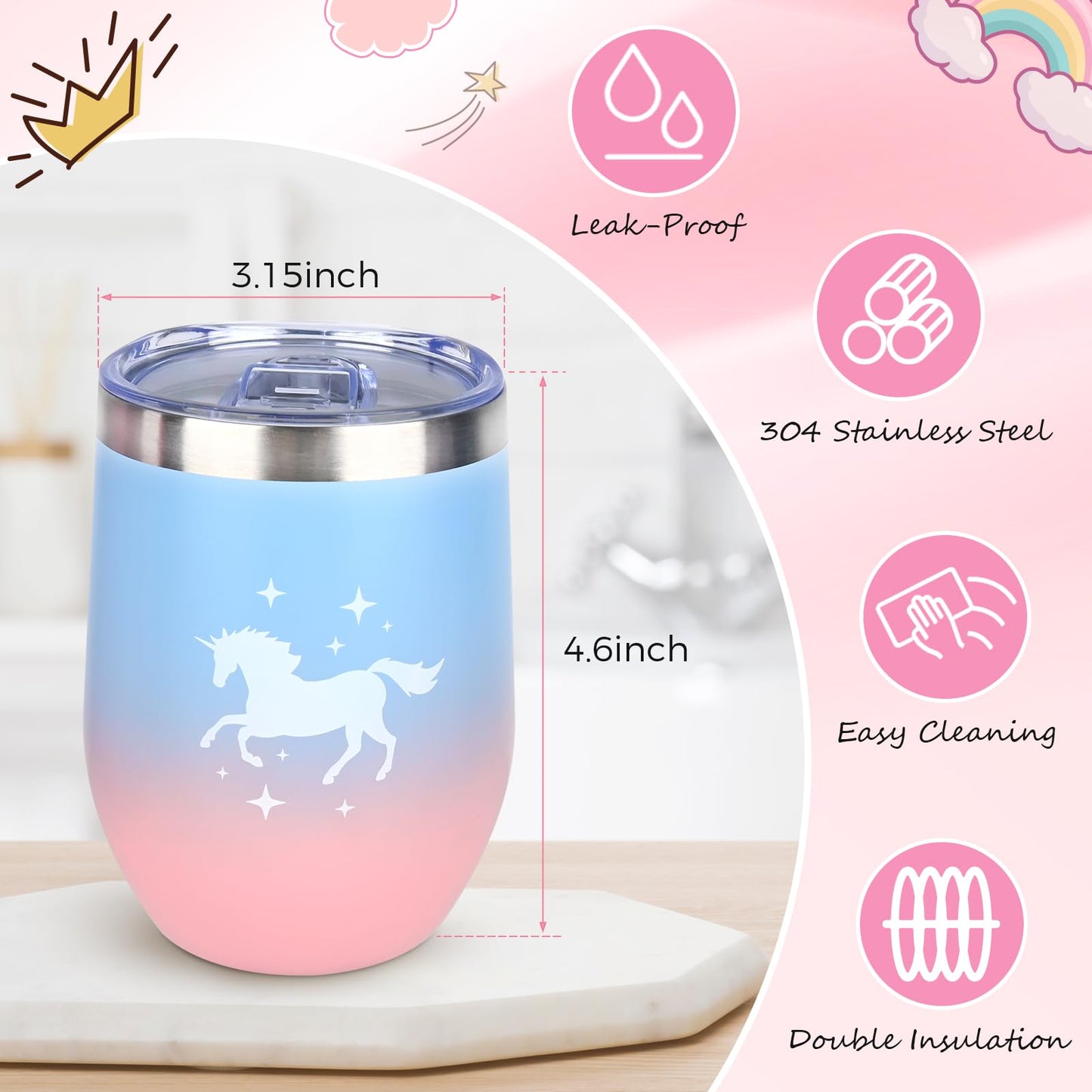 Ingbear Unicorn Toys Gift Set for Girls 4-8 – Plush Pillow, Water Bottle, Crossbody Bag & Accessories