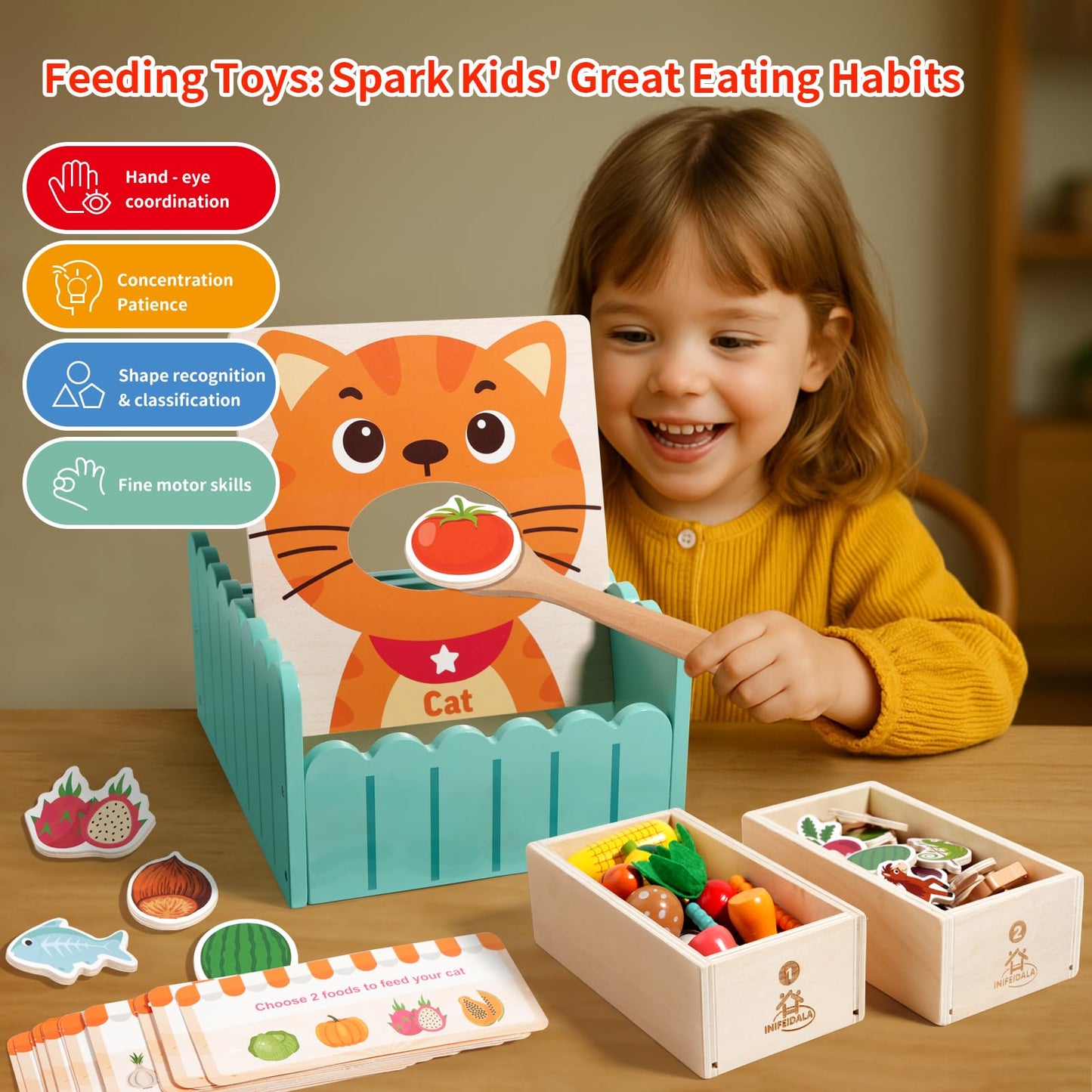 INIFEIDALA Montessori Farm Toy for Toddlers – Fine Motor Skills & Early Learning | Wooden Educational Toy