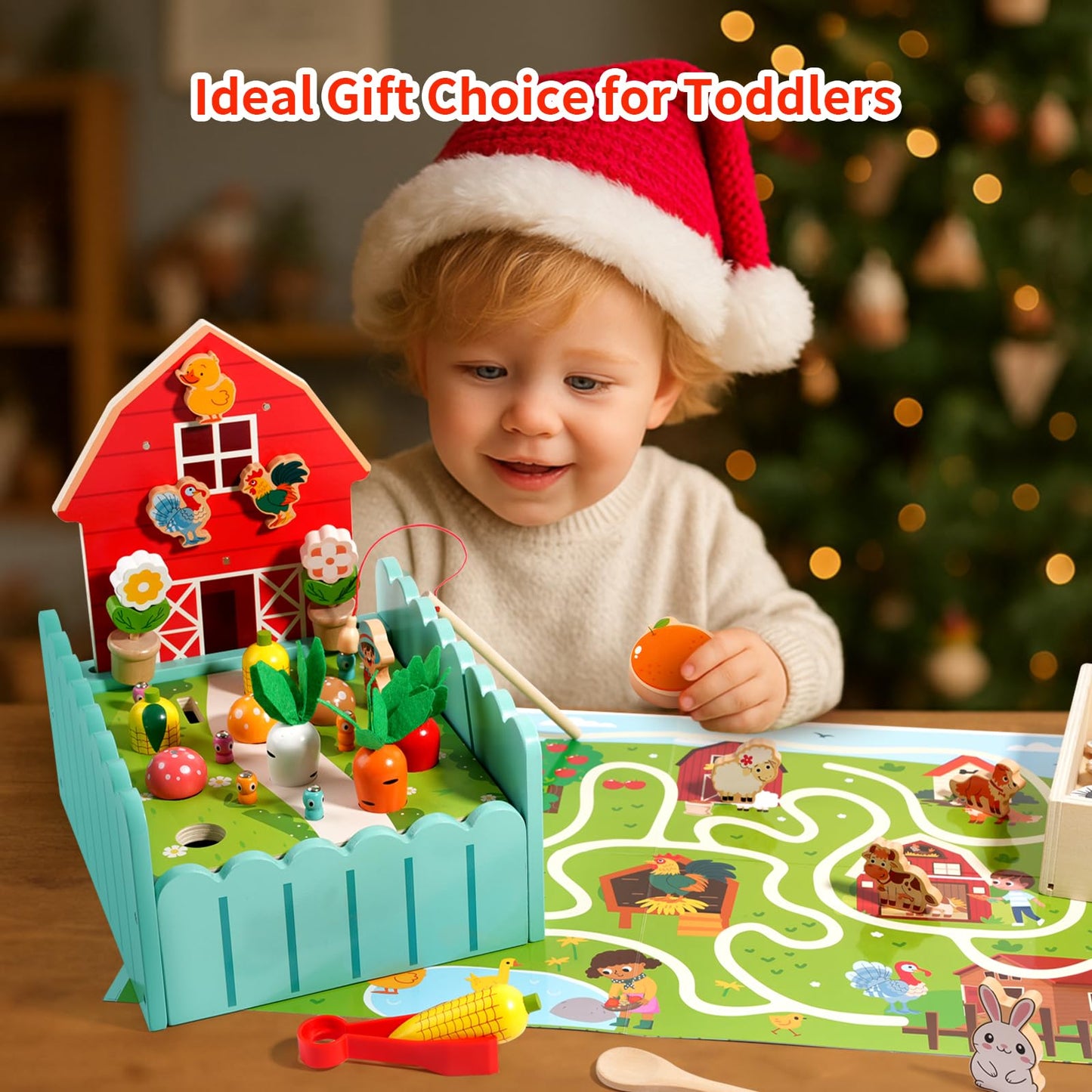 INIFEIDALA Montessori Farm Toy for Toddlers – Fine Motor Skills & Early Learning | Wooden Educational Toy