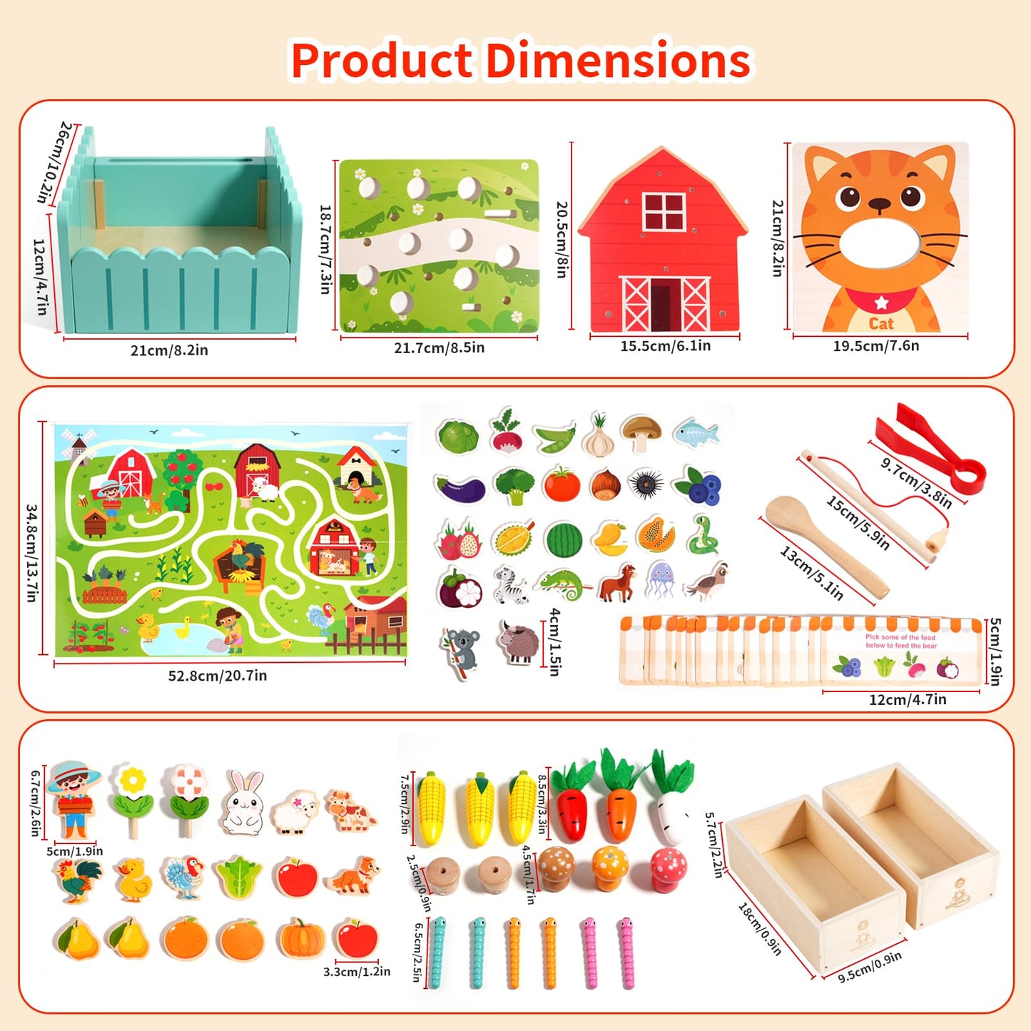 INIFEIDALA Montessori Farm Toy for Toddlers – Fine Motor Skills & Early Learning | Wooden Educational Toy