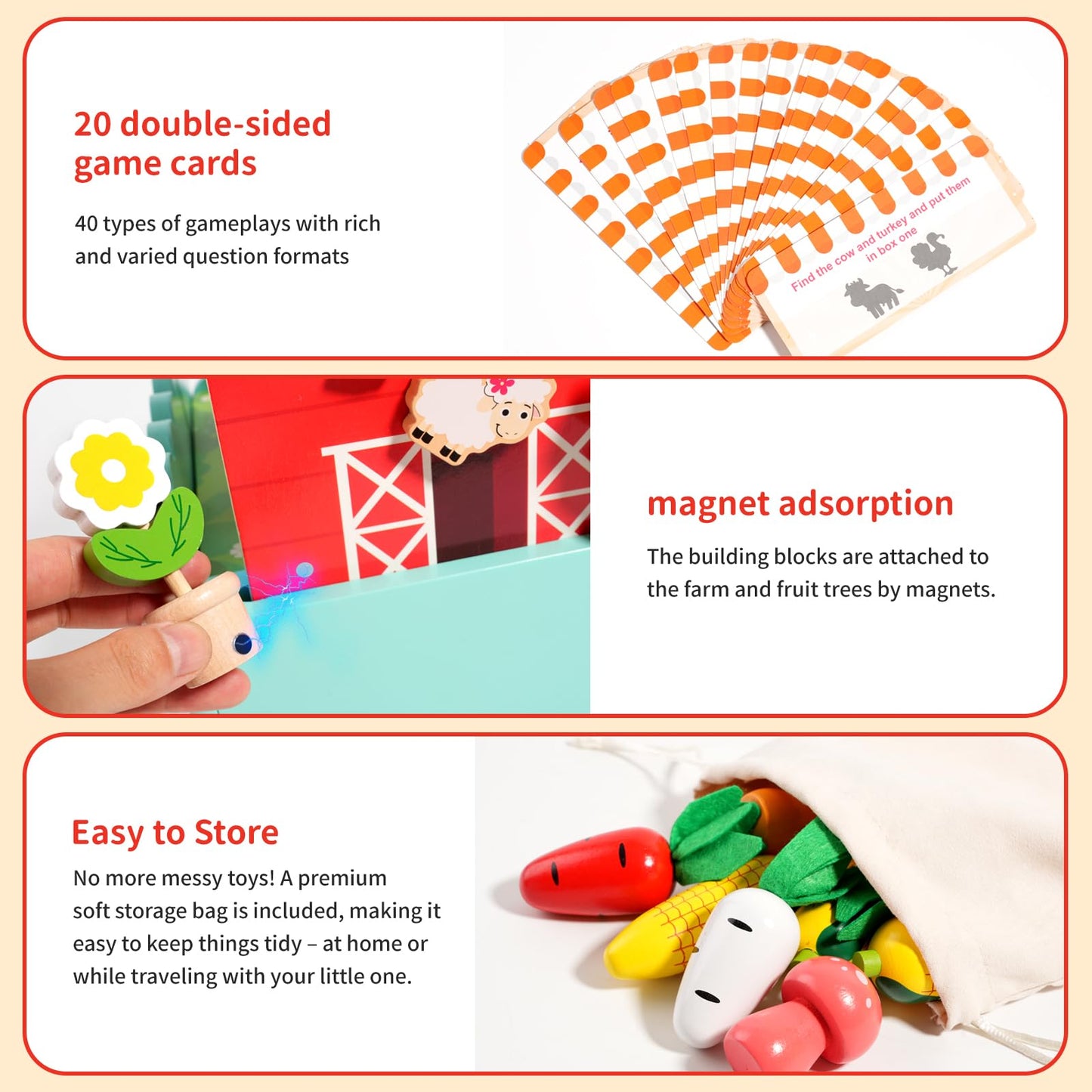 INIFEIDALA Montessori Farm Toy for Toddlers – Fine Motor Skills & Early Learning | Wooden Educational Toy