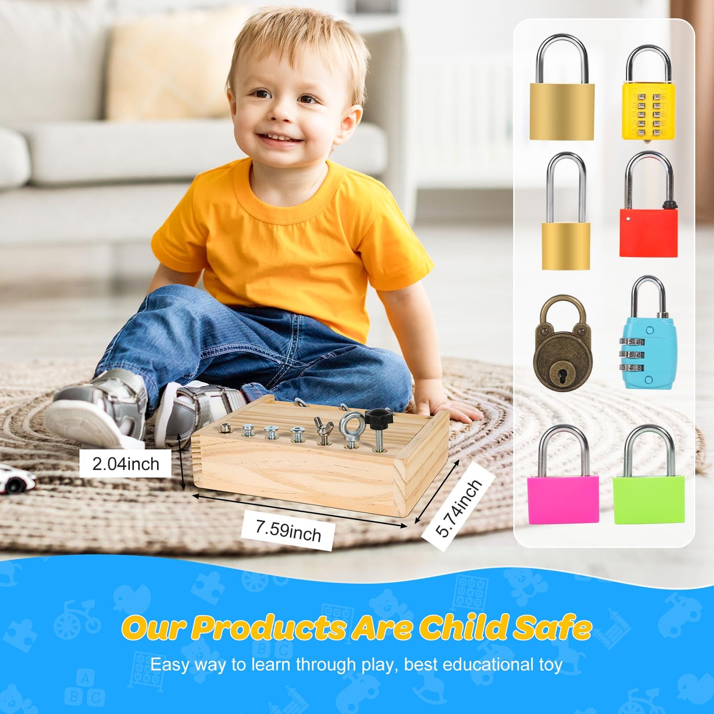 INIFEIDALA Montessori Screwdriver Board Set – Locks & Keys Toy for 3–5 Year Olds | Fine Motor & STEM