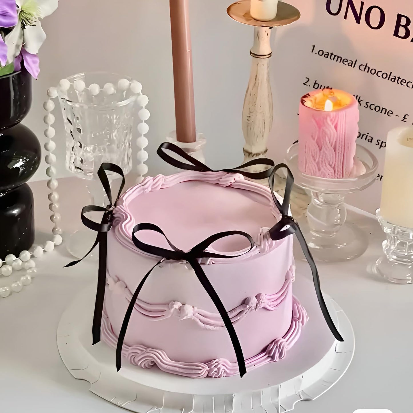 iNINGER 20Pcs Black Bows Cake Toppers – Fabric Cake Decorations for Birthdays, Weddings & Gifts