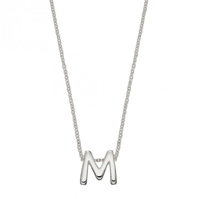Initial M Plain Silver Initial Necklace N4440