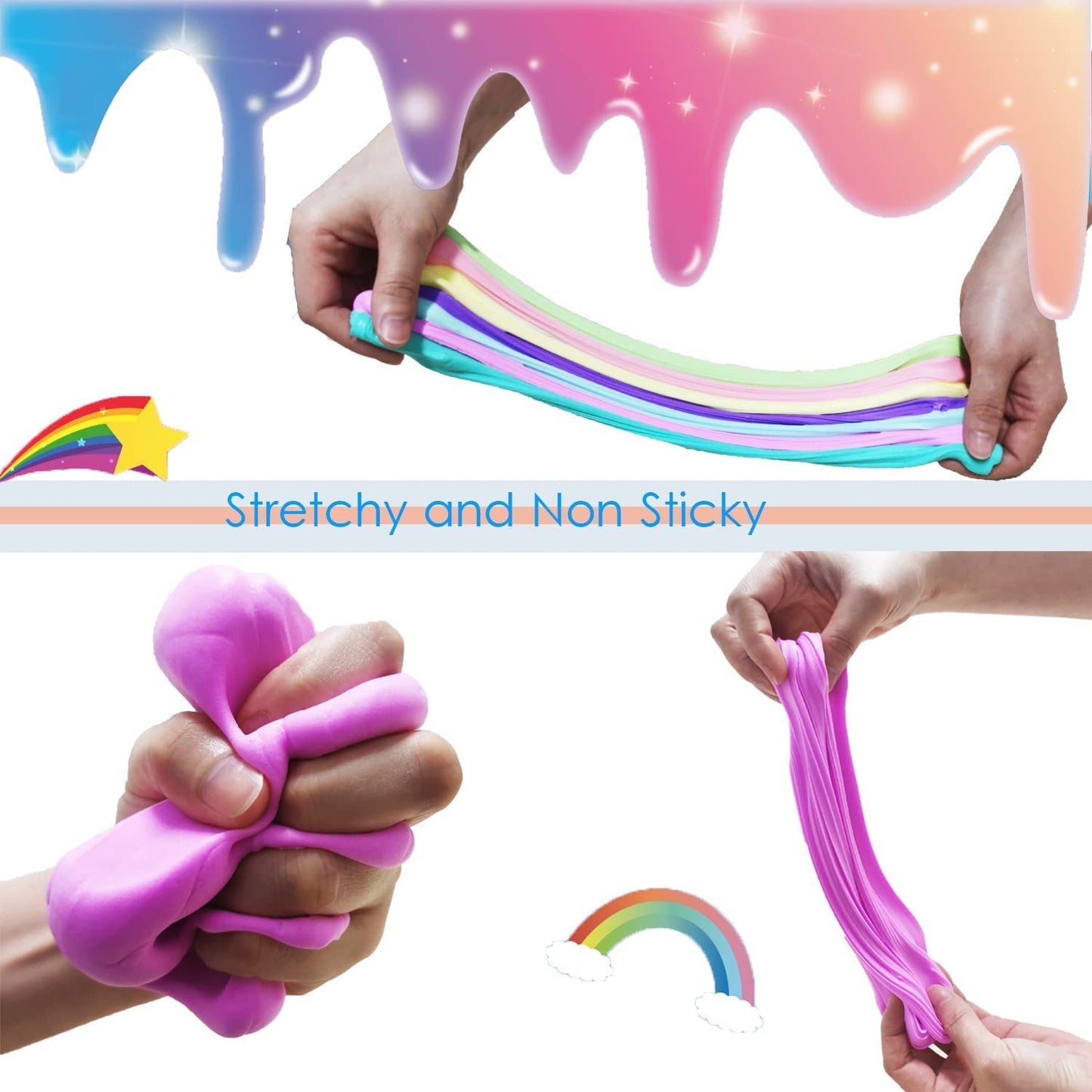 inksbui Butter Slime Kit 34 Pack Two-Toned Slime – Stress Relief Toys & Party Favors for Kids 6-12
