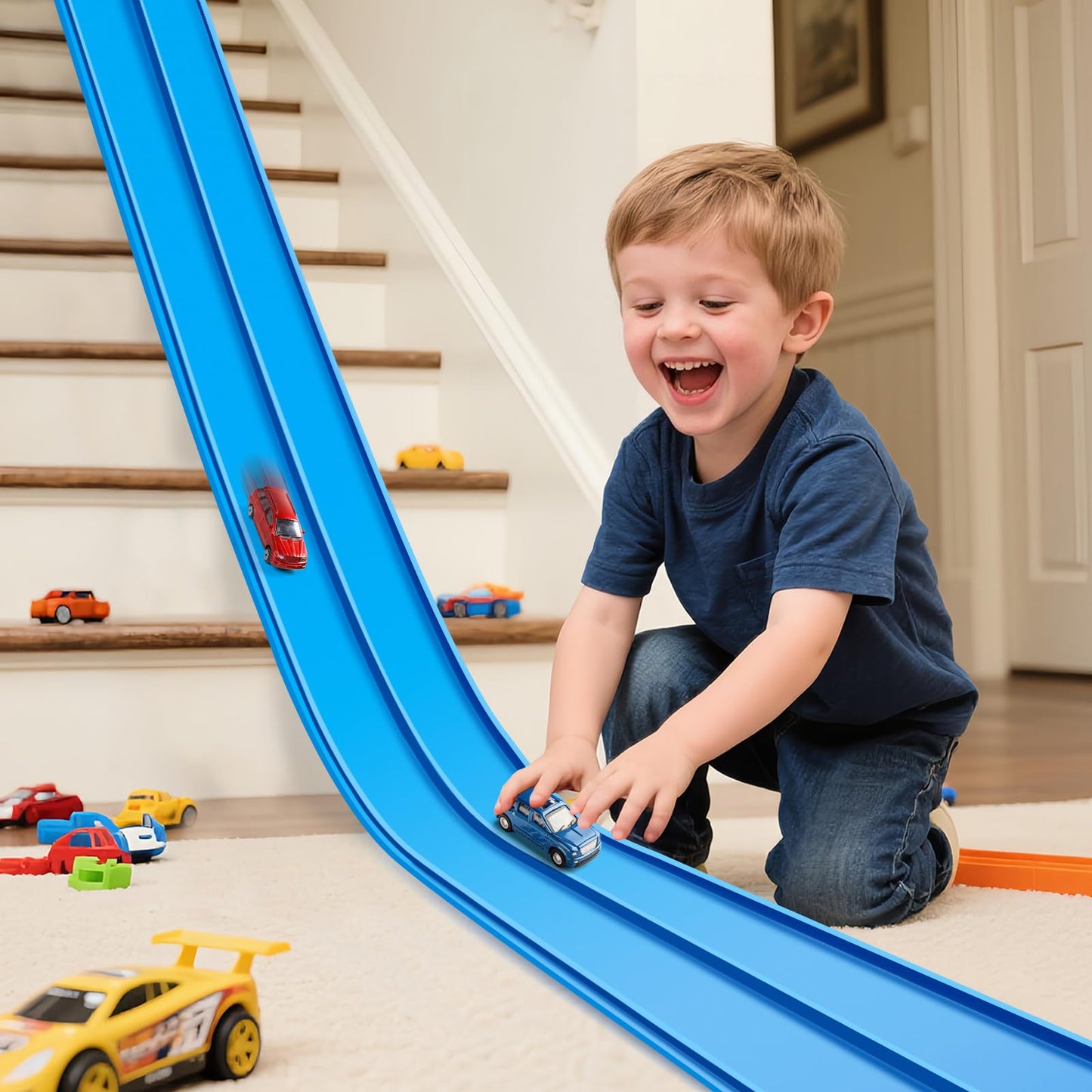 INKZOO Flex Tracks 15ft Starter Set – Flexible Race Track for 1/64 Cars