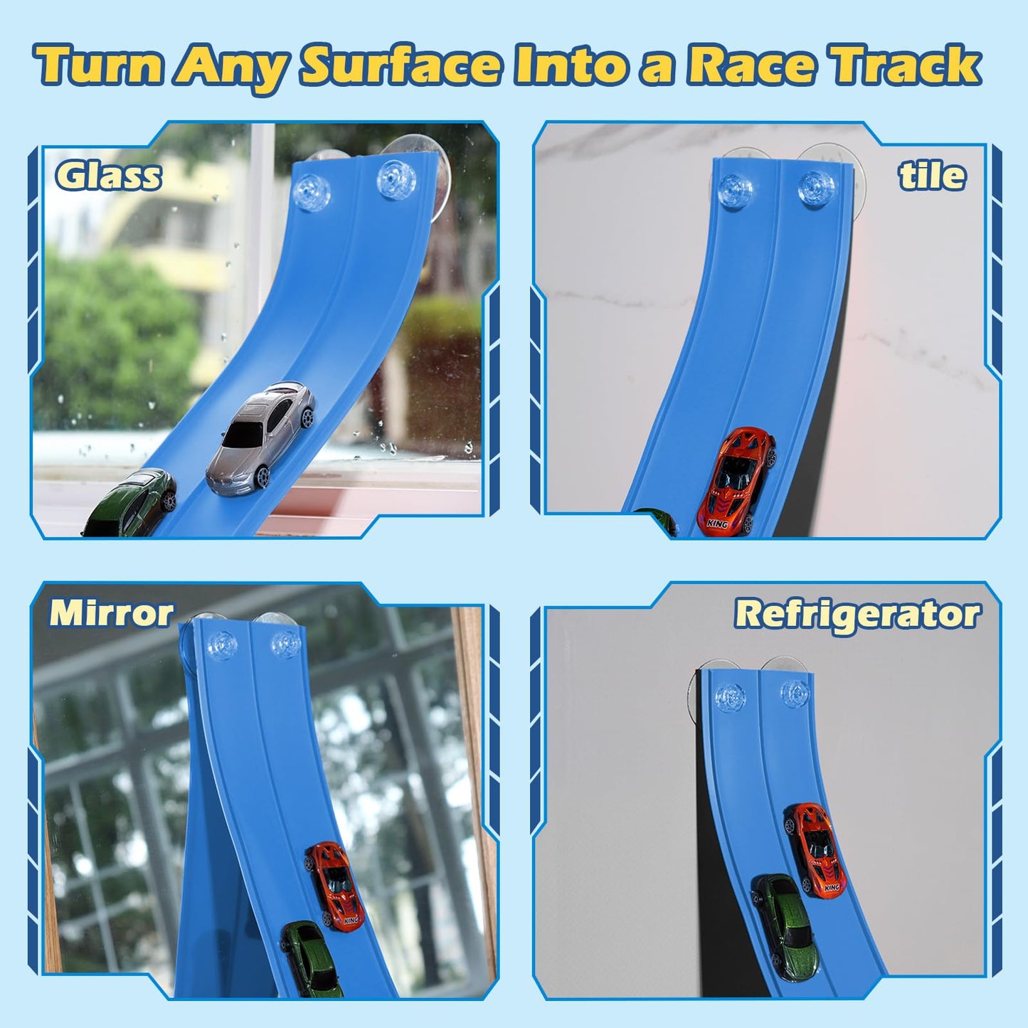 INKZOO Flex Tracks 15ft Starter Set – Flexible Race Track for 1/64 Cars