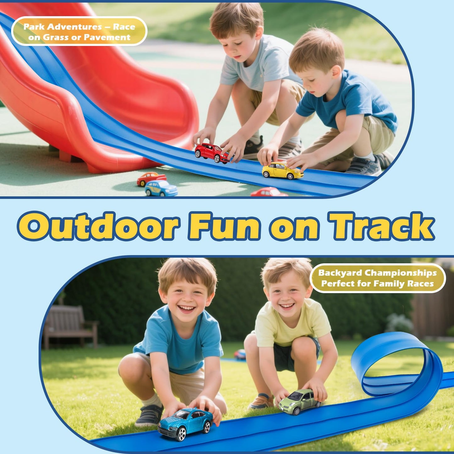 INKZOO Flex Tracks 15ft Starter Set – Flexible Race Track for 1/64 Cars