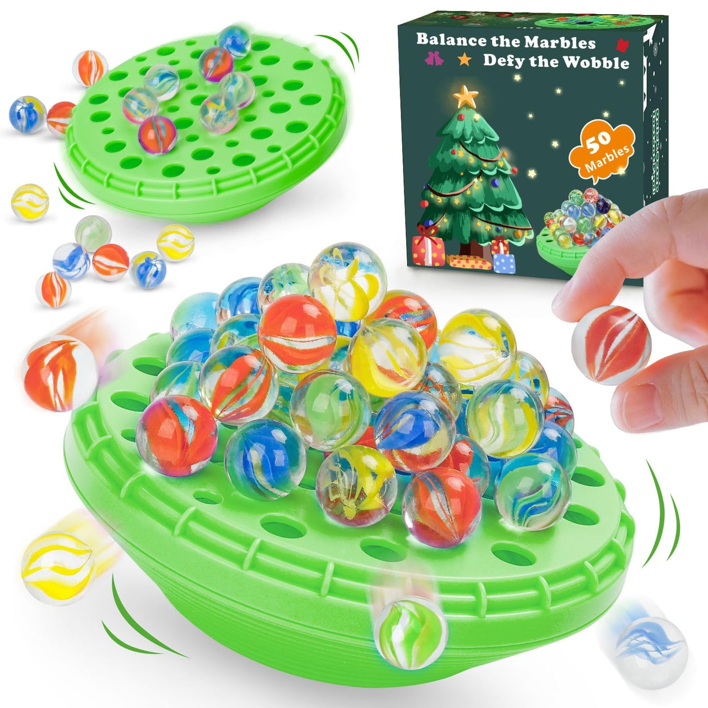 INKZOO Marble Balance Game – Wobble Marble Stack for 1-4 Players