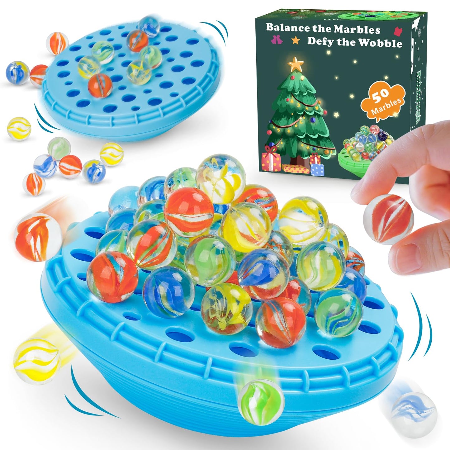 INKZOO Marble Balance Game — Wobble Marble Stacking for Family Fun (1-4 Players)