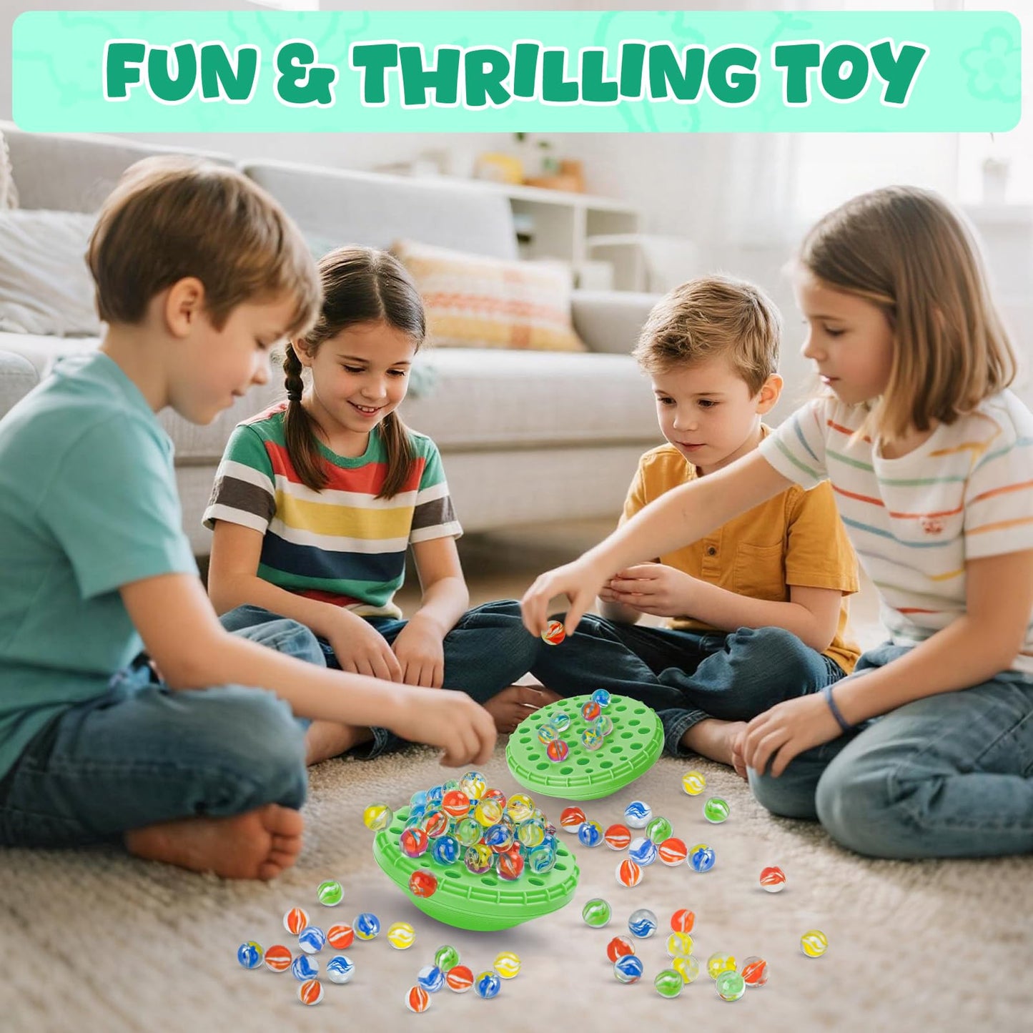 INKZOO Marble Balance Game – Wobble Marble Stack for 1-4 Players