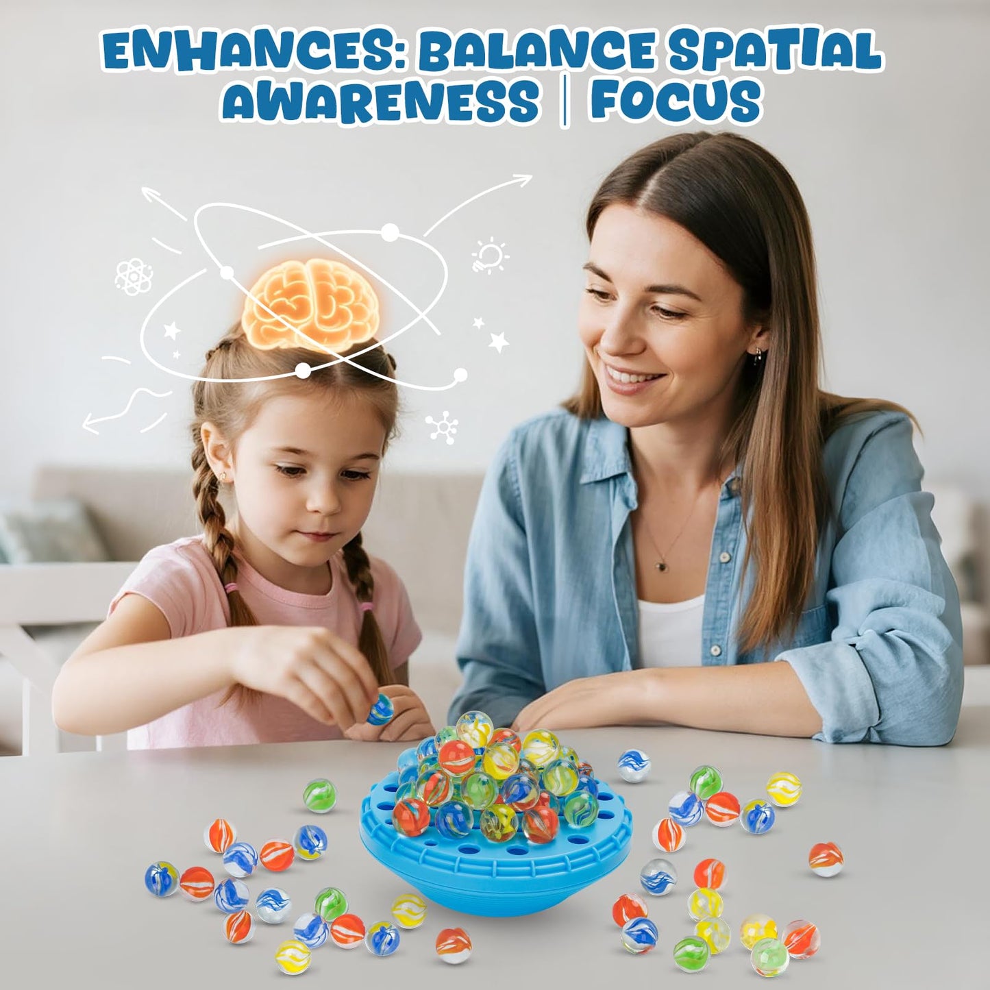 INKZOO Marble Balance Game — Wobble Marble Stacking for Family Fun (1-4 Players)
