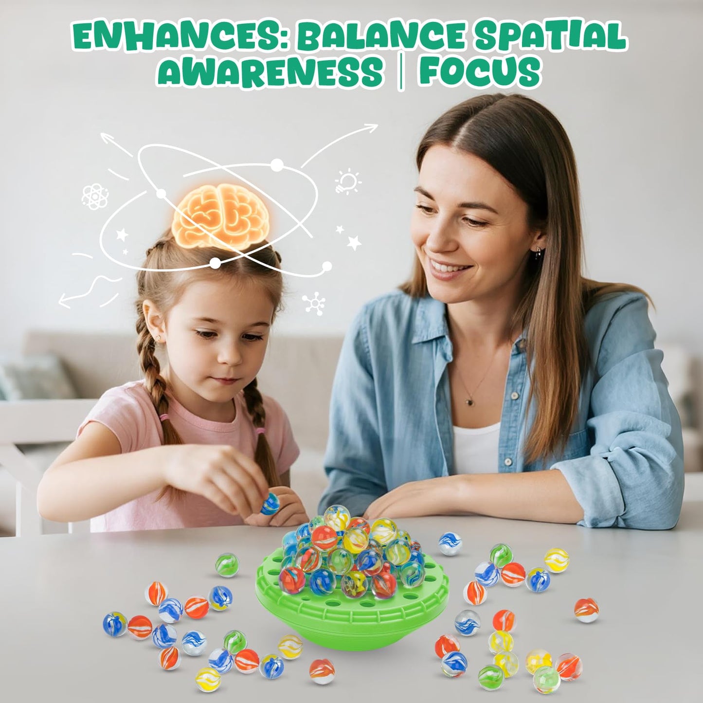 INKZOO Marble Balance Game – Wobble Marble Stack for 1-4 Players