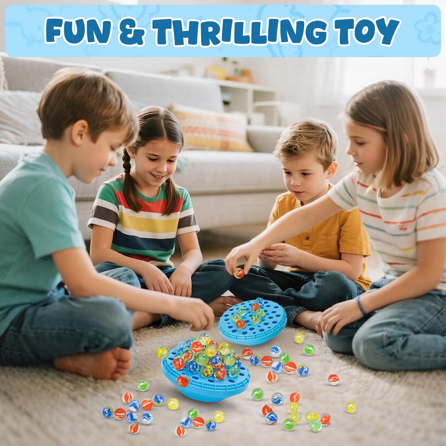 INKZOO Marble Balance Game — Wobble Marble Stacking for Family Fun (1-4 Players)