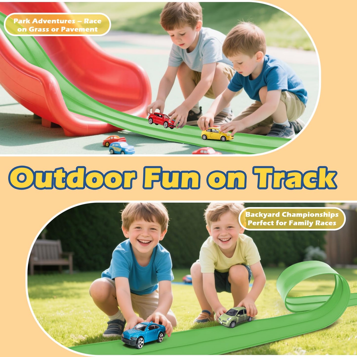 INKZOO Upgrade Flexible Race Track for Kids 3+ – 15ft Roll-Up, 1/64 Diecast Compatible