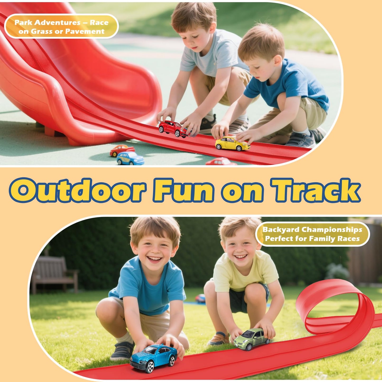 INKZOO Upgrade Flexible Race Track — 15ft, 1/64 Diecast Compatible, Roll-Up with Suction Cups