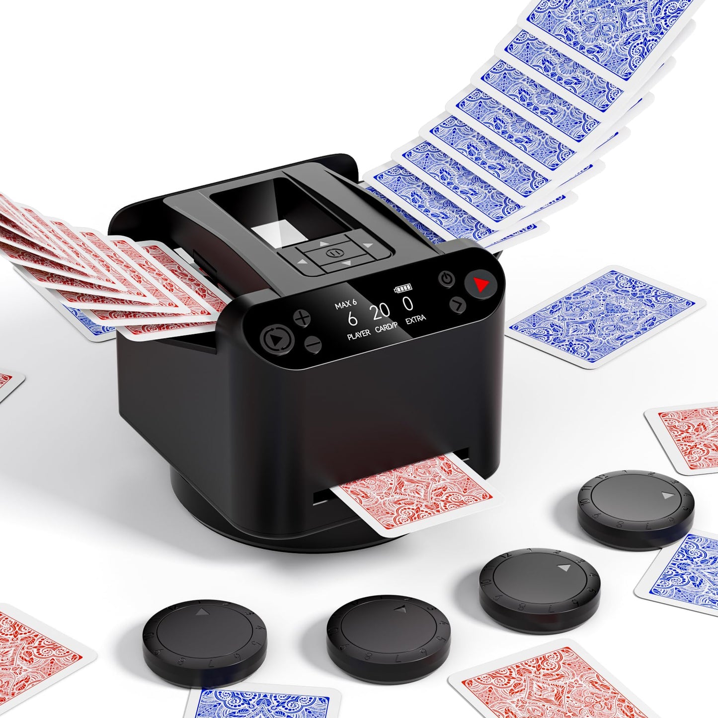 INNCNN 2-in-1 Automatic Card Shuffler & Dealer Machine for 1-12 Players | USB-C Rechargeable