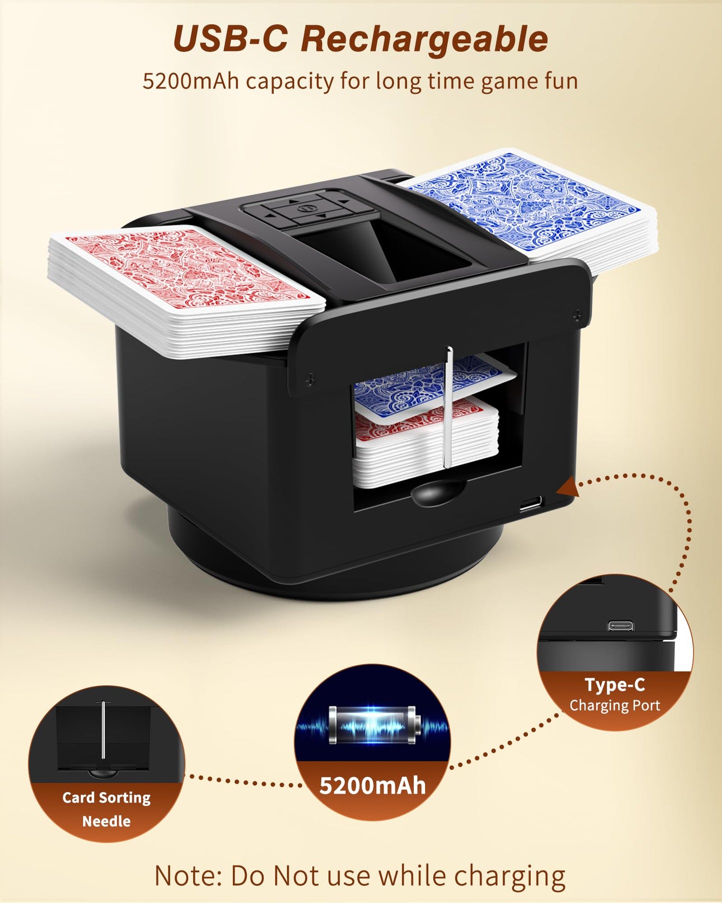 INNCNN 2-in-1 Automatic Card Shuffler & Dealer Machine for 1-12 Players | USB-C Rechargeable