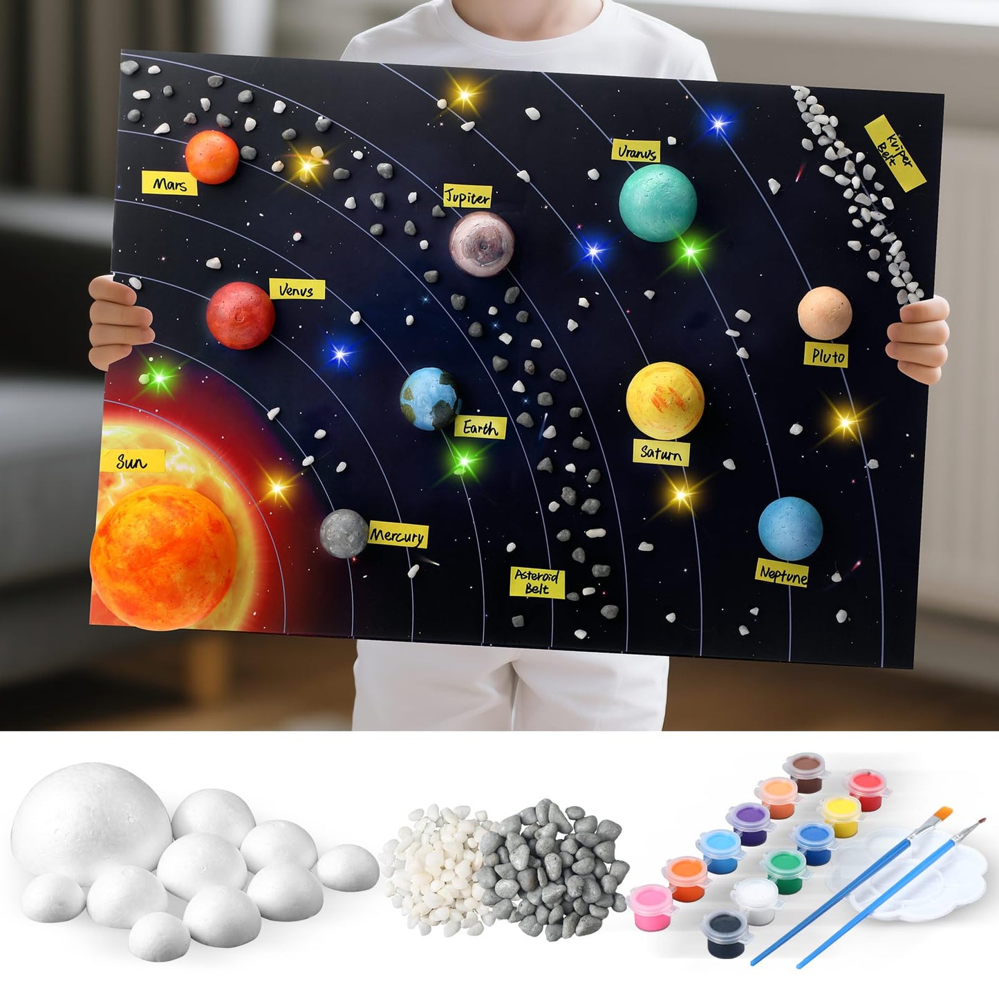 Innconee Solar System Model Kit – 20 Foam Ball LEDs, 12 Pigments