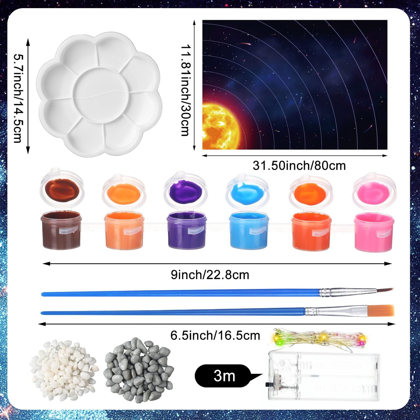 Innconee Solar System Model Kit – 20 Foam Ball LEDs, 12 Pigments